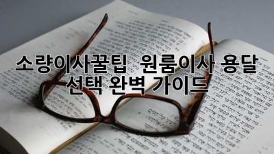 #소량이사꿀팁 🍯 원룸이사 용달 선택 완벽 가이드! 🚚